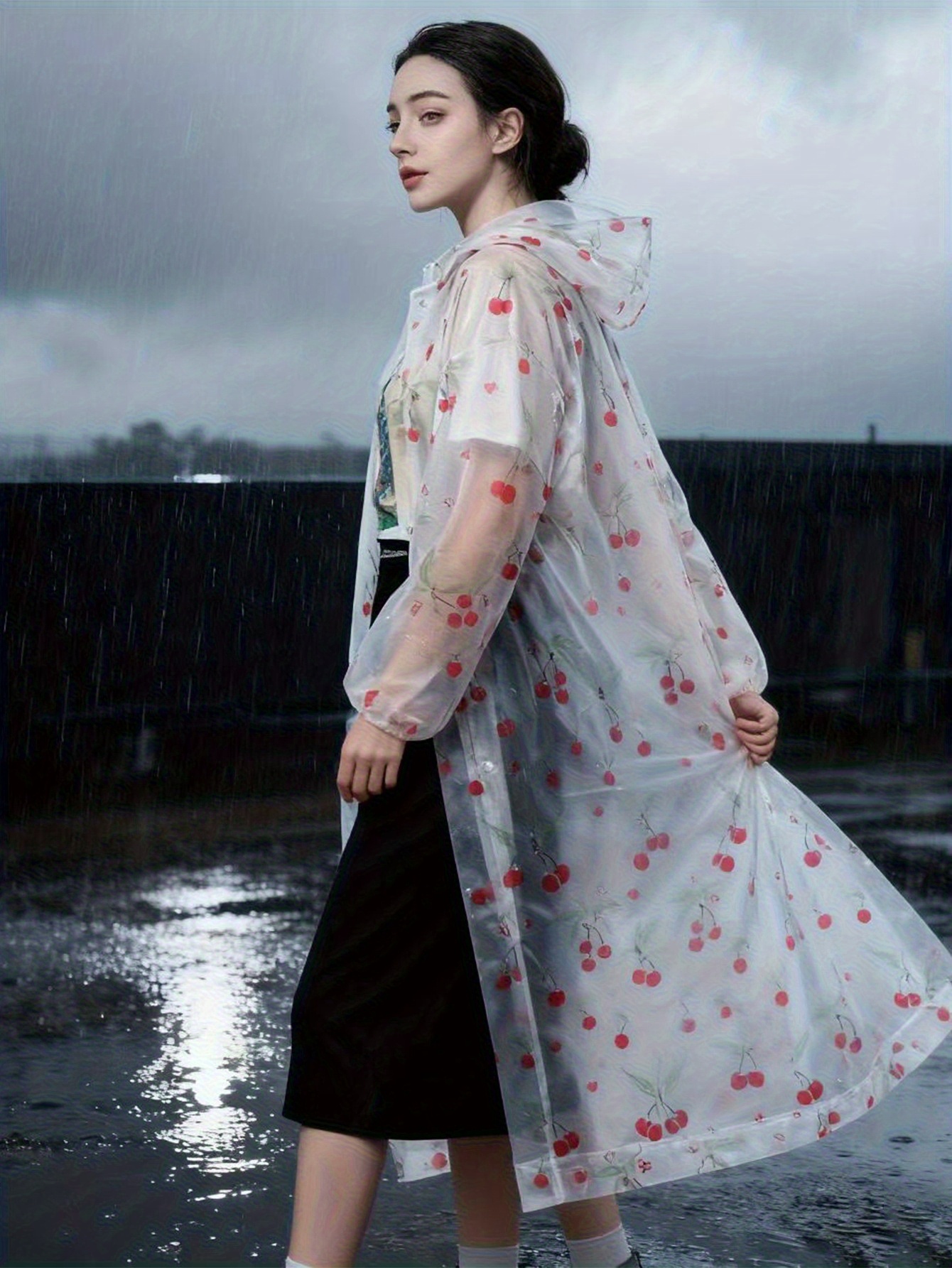 Emergency Poncho Rain - 1pc EVA Fashion Rain Poncho- Lightweight,