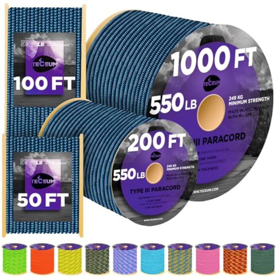 Para Cord 1000Ft - Reflective Paracord Rope 1000 1000ft/200ft/100ft/50ft 40+