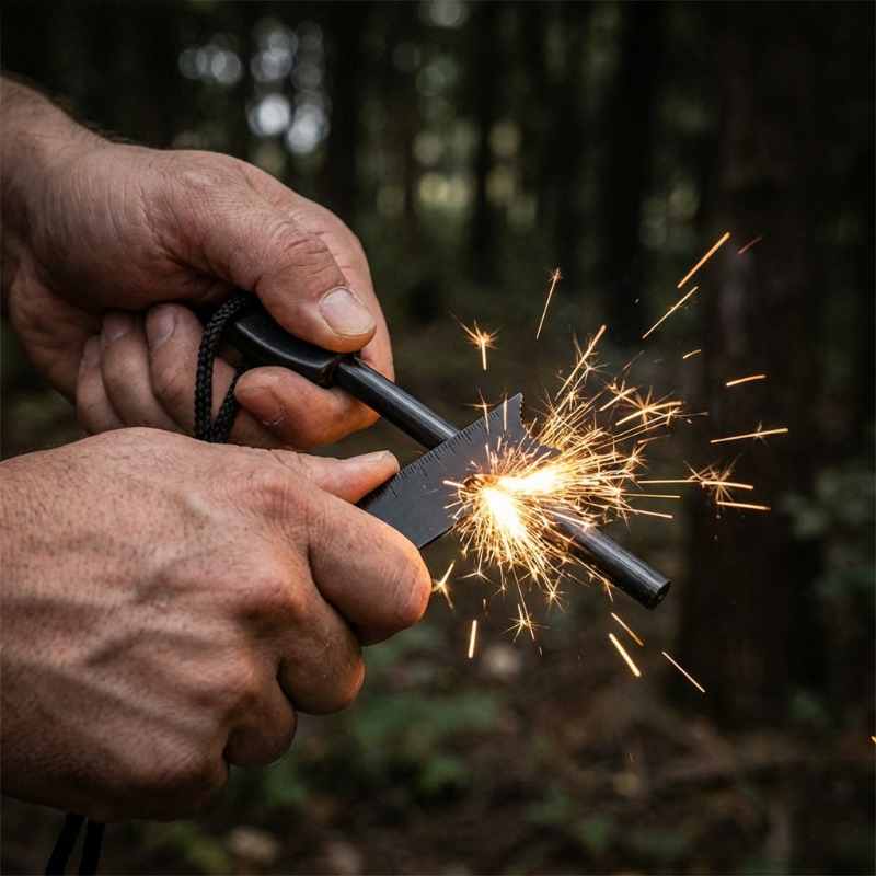 Multi-Function Wooden Handle M - Magnesium Fire Starter ulasan dan harga