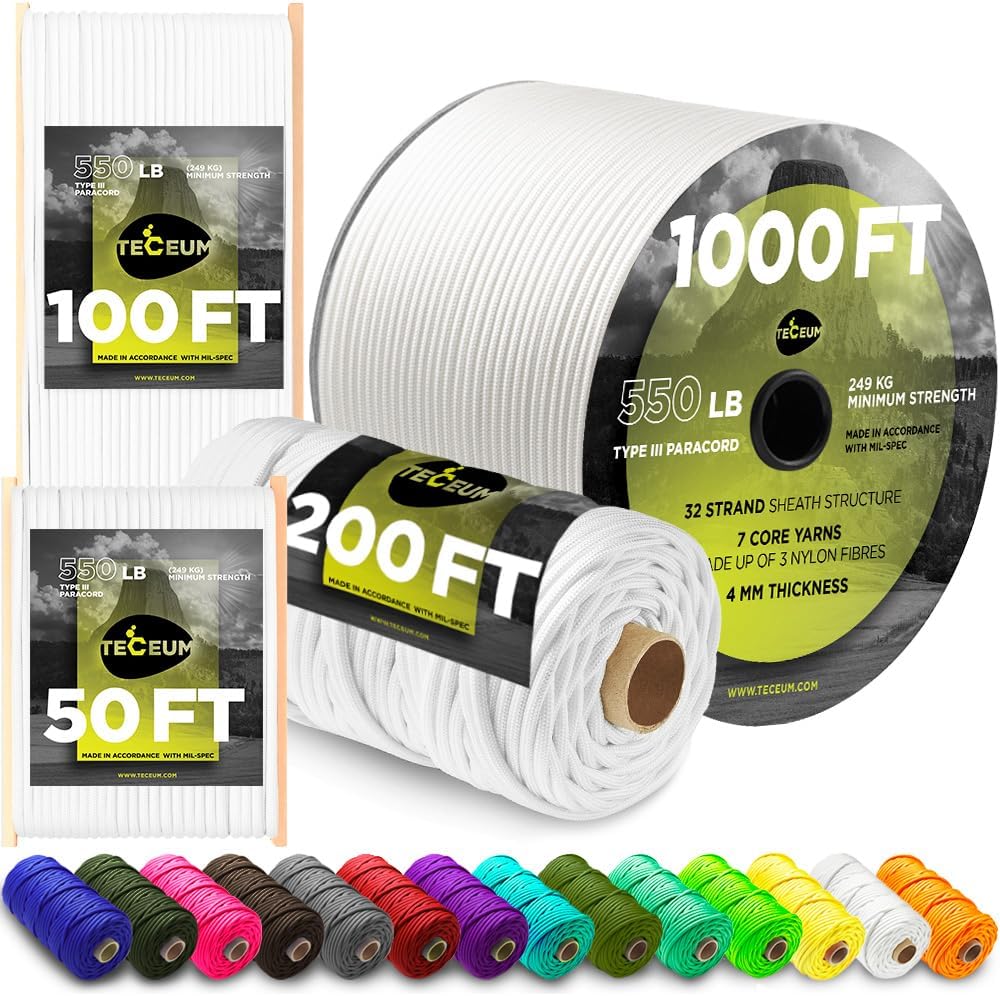 Paracord Type III 550 White 10 - Para Cord 1000Ft ulasan dan harga