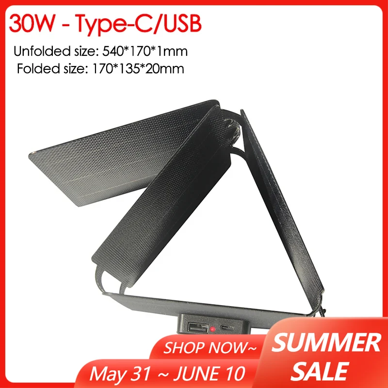 30W 60W Foldable Solar Panel B - Solar Emergency Charger ulasan dan harga